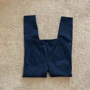 Navy blue Lululemon work pants.